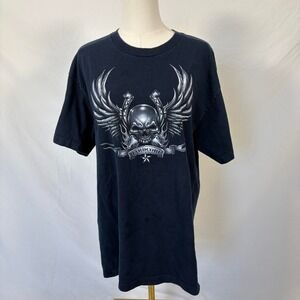 Black skull wings t shirt size large grunge dark emo streetwear